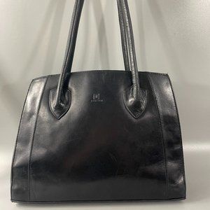 John Cole Collections Piamonte Black Leather Shoulder Bag